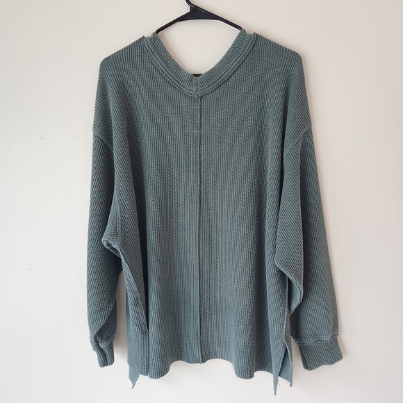 Aerie V-Neck Sweater in Sage Green - Picture 4 of 7